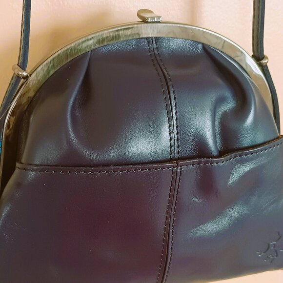 Patricia Nash Silvia Frame Crossbody Bag Blue Woven Black Leather - Picture 9 of 15